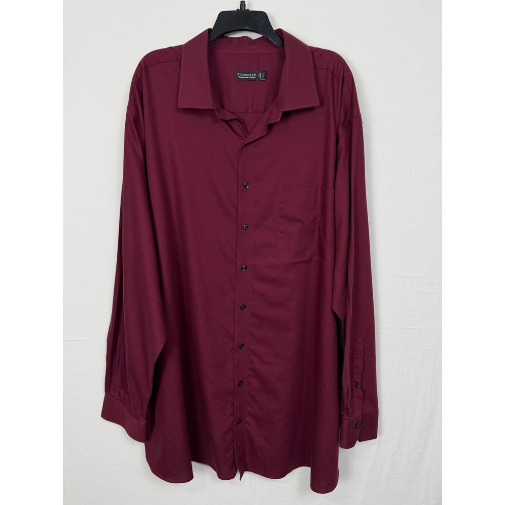 Rochester Mens Egyptian Cotton Shirt 20 36/37 Burgundy Non-Iron Button Down